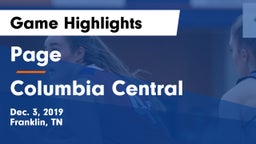 Page  vs Columbia Central  Game Highlights - Dec. 3, 2019