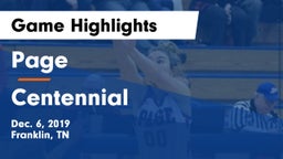 Page  vs Centennial  Game Highlights - Dec. 6, 2019