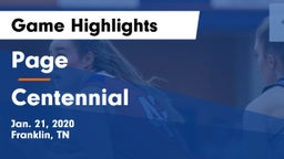 Page  vs Centennial  Game Highlights - Jan. 21, 2020