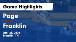 Page  vs Franklin  Game Highlights - Jan. 28, 2020