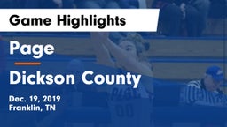Page  vs Dickson County Game Highlights - Dec. 19, 2019