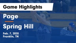 Page  vs Spring Hill  Game Highlights - Feb. 7, 2020