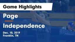 Page  vs Independence  Game Highlights - Dec. 10, 2019