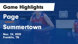 Page  vs Summertown  Game Highlights - Nov. 24, 2020
