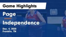 Page  vs Independence  Game Highlights - Dec. 4, 2020