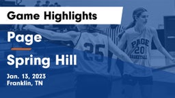 Page  vs Spring Hill  Game Highlights - Jan. 13, 2023