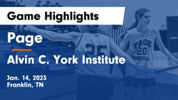 Page  vs Alvin C. York Institute Game Highlights - Jan. 14, 2023