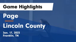 Page  vs Lincoln County  Game Highlights - Jan. 17, 2023