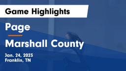 Page  vs Marshall County  Game Highlights - Jan. 24, 2023