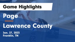 Page  vs Lawrence County  Game Highlights - Jan. 27, 2023