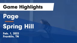 Page  vs Spring Hill  Game Highlights - Feb. 1, 2023