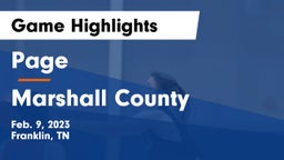 Page  vs Marshall County  Game Highlights - Feb. 9, 2023