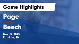 Page  vs Beech  Game Highlights - Nov. 5, 2023