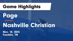 Page  vs Nashville Christian Game Highlights - Nov. 18, 2023