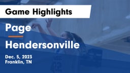 Page  vs Hendersonville  Game Highlights - Dec. 5, 2023