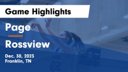Page  vs Rossview  Game Highlights - Dec. 30, 2023