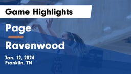 Page  vs Ravenwood  Game Highlights - Jan. 12, 2024
