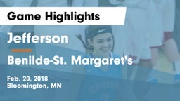 Jefferson  vs Benilde-St. Margaret's Game Highlights - Feb. 20, 2018
