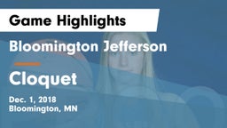 Bloomington Jefferson  vs Cloquet  Game Highlights - Dec. 1, 2018