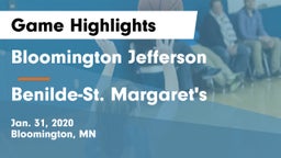 Bloomington Jefferson  vs Benilde-St. Margaret's  Game Highlights - Jan. 31, 2020