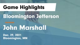 Bloomington Jefferson  vs John Marshall  Game Highlights - Dec. 29, 2021