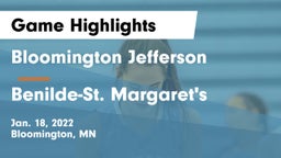 Bloomington Jefferson  vs Benilde-St. Margaret's  Game Highlights - Jan. 18, 2022