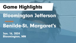 Bloomington Jefferson  vs Benilde-St. Margaret's  Game Highlights - Jan. 16, 2024