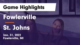 Fowlerville  vs St. Johns  Game Highlights - Jan. 31, 2022