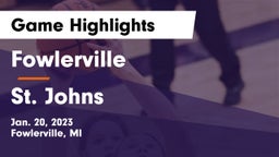 Fowlerville  vs St. Johns  Game Highlights - Jan. 20, 2023