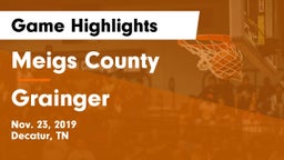 Meigs County  vs Grainger  Game Highlights - Nov. 23, 2019