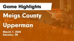 Meigs County  vs Upperman  Game Highlights - March 7, 2020