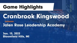 Cranbrook Kingswood  vs Jalen Rose Leadership Academy Game Highlights - Jan. 15, 2023