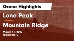 Lone Peak  vs Mountain Ridge  Game Highlights - March 11, 2022