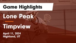 Lone Peak  vs Timpview  Game Highlights - April 11, 2024