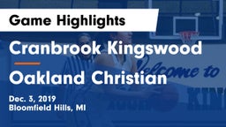 Cranbrook Kingswood  vs Oakland Christian  Game Highlights - Dec. 3, 2019