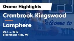 Cranbrook Kingswood  vs Lamphere  Game Highlights - Dec. 6, 2019