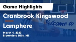 Cranbrook Kingswood  vs Lamphere  Game Highlights - March 4, 2020