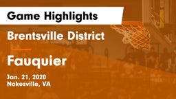 Brentsville District  vs Fauquier  Game Highlights - Jan. 21, 2020