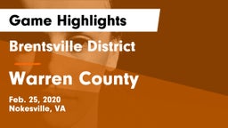 Brentsville District  vs Warren County  Game Highlights - Feb. 25, 2020