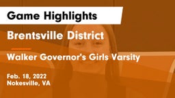 Brentsville District  vs Walker Governor's Girls Varsity Game Highlights - Feb. 18, 2022