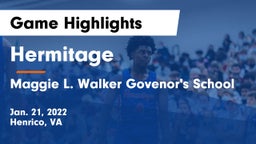 Hermitage  vs Maggie L. Walker Govenor's School Game Highlights - Jan. 21, 2022
