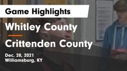 Whitley County  vs Crittenden County  Game Highlights - Dec. 28, 2021