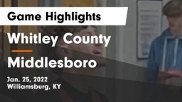 Whitley County  vs Middlesboro Game Highlights - Jan. 25, 2022