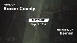 Matchup: Bacon County High vs. Berrien  2016