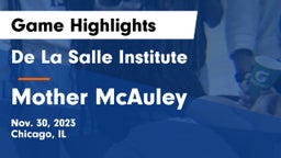 De La Salle Institute vs Mother McAuley  Game Highlights - Nov. 30, 2023