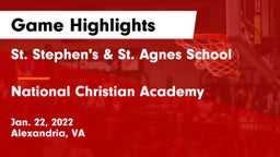 St. Stephen's & St. Agnes School vs National Christian Academy  Game Highlights - Jan. 22, 2022