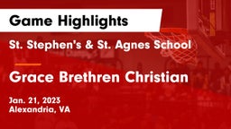 St. Stephen's & St. Agnes School vs Grace Brethren Christian  Game Highlights - Jan. 21, 2023