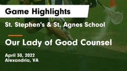 St. Stephen's & St. Agnes School vs Our Lady of Good Counsel  Game Highlights - April 30, 2022