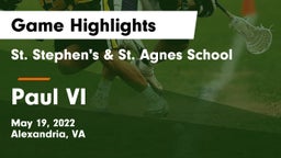 St. Stephen's & St. Agnes School vs Paul VI Game Highlights - May 19, 2022