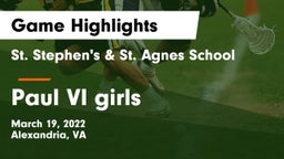 St. Stephen's & St. Agnes School vs Paul VI girls Game Highlights - March 19, 2022